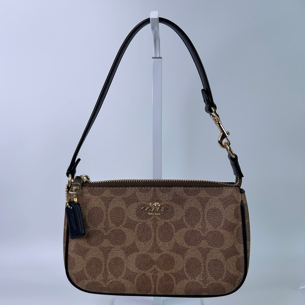 Coach Nolita 19 Tan Signature Coated Canvas Shoulder Bag Excellent